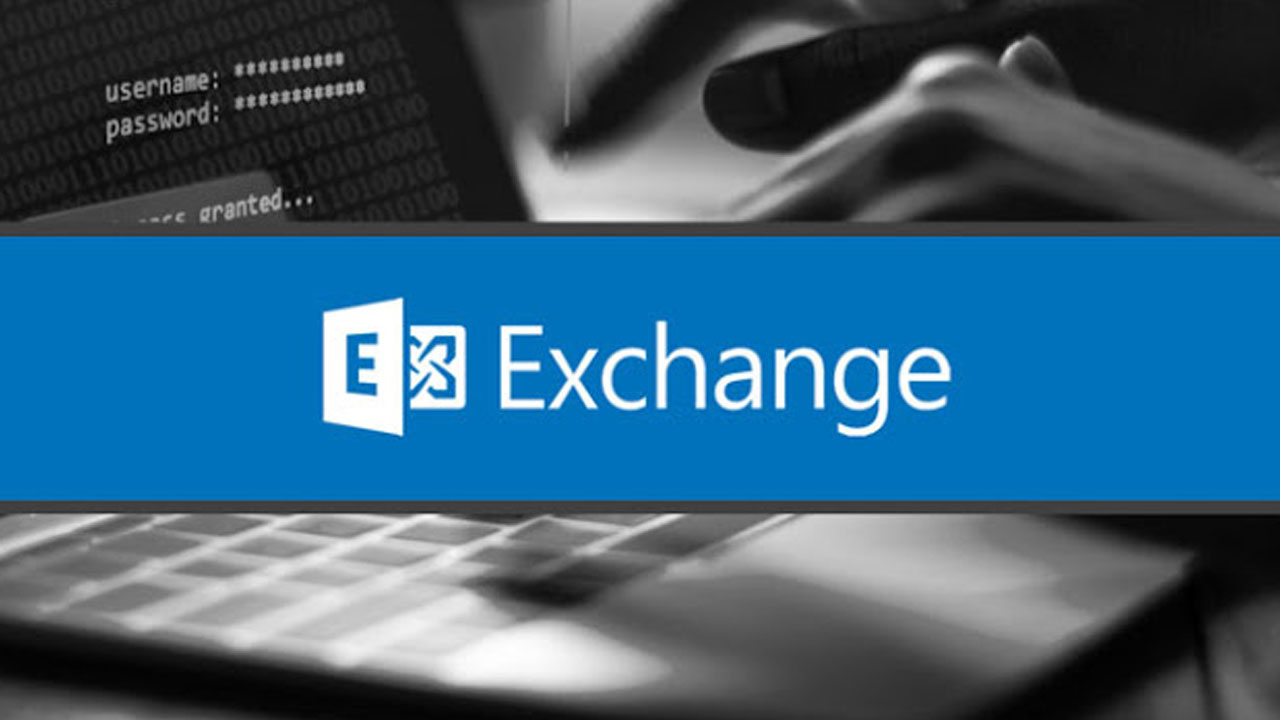 Micosoft Exchange logo on top of laptop